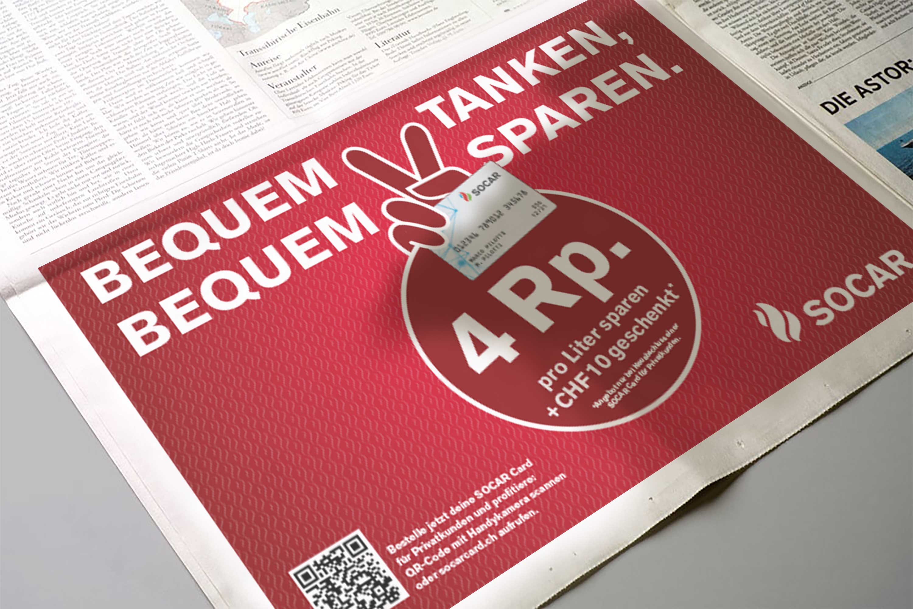Abbildung: Werbemotiv zur Einführung der SOCAR Cards Tankkarte.