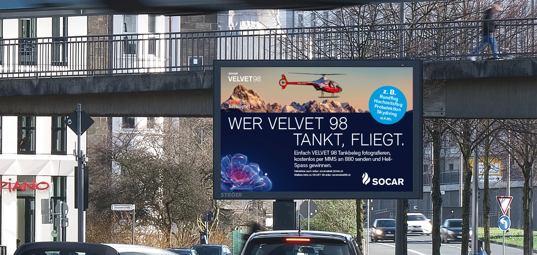 Abbildung: Kampagnenvisual für den Premium-Treibstoff SOCAR Velvet 98.