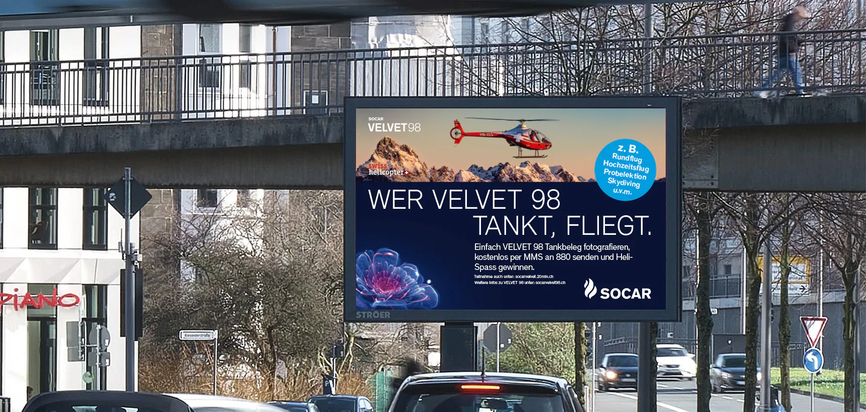 Abbildung: Kampagnenvisual für den Premium-Treibstoff SOCAR Velvet 98.
